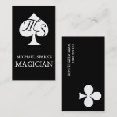 ブラック&ホワイトトランプのポーカーマジシャンカード 名刺 (正面/裏面)