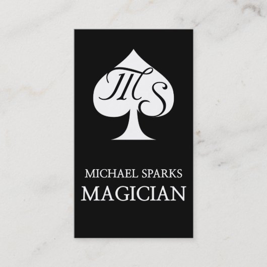 ブラック&ホワイトトランプのポーカーマジシャンカード 名刺 (正面)