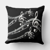 ブラック&ホワイトトレブルクレフ、 音符記号 クッション (正面)