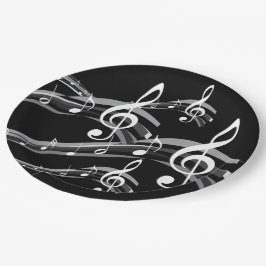 ブラック&ホワイトトレブルクレフ、 音符記号 ペーパープレート