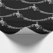 ブラック&ホワイトトレブルクレフ、 音符記号 ラッピングペーパー (角)