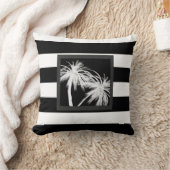 ブラック&ホワイトトロピカルパームツリーズシモダンック クッション (ブランケット)