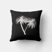 ブラック&ホワイトトロピカルパームツリーズシモダンック クッション (裏面)