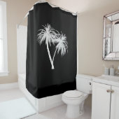 ブラック&ホワイトトロピカルパームツリーズシモダンック シャワーカーテン (インサイチュ)