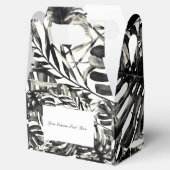 ブラック&ホワイトトロピカルパーム葉スアイラ結婚ンド フェイバーボックス (オープン)