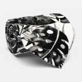 ブラック&ホワイトトロピカルパーム葉ズアイランドシック ネクタイ (ロール)