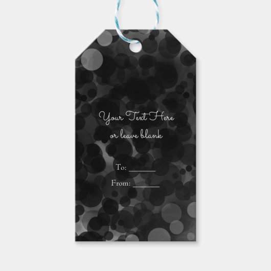 ブラック&ホワイトドットモダンシックパーティーカスタム優先 ギフトタグ (正面)