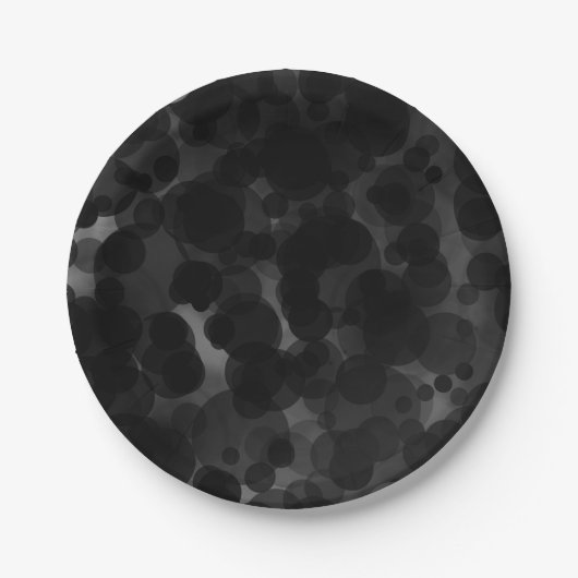 ブラック&ホワイトドットモダンシックパーティーカスタム優先 ペーパープレート (正面)