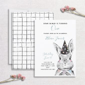 ブラック&ホワイトニュートラルSome Bunny is One誕生日 招待状