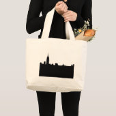 ブラック&ホワイトニューヨークのシルエット ラージトートバッグ (正面(商品))