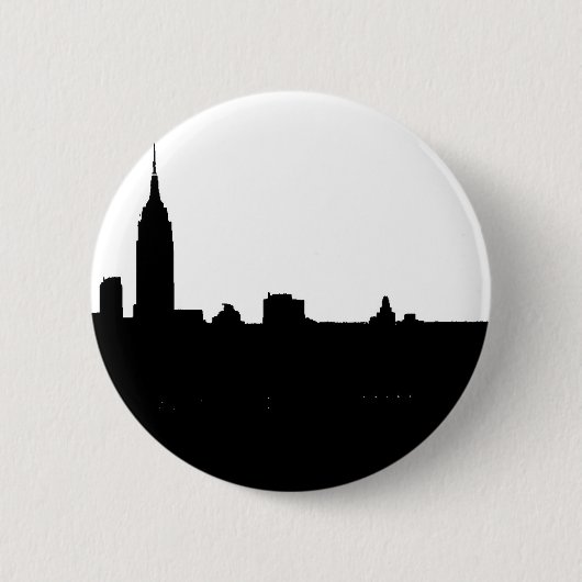 ブラック&ホワイトニューヨークのシルエット 缶バッジ (正面)
