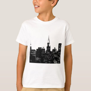 ブラック&ホワイトニューヨークのシルエット Tシャツ