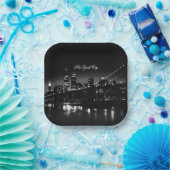 ブラック&ホワイトニューヨーク ペーパープレート (パーティー)