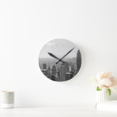 ブラック&ホワイトニューヨーク ラウンド壁時計 (ホーム)