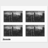 ブラック&ホワイトニューヨーク 長方形シール (シート)