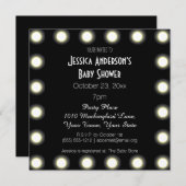 ブラック&ホワイトハリウッドテーマベビーシャワー 招待状 (正面/裏面)