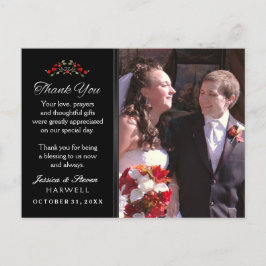 ブラック&ホワイトハロウィーンレッドバラ結婚ズ ポストカード