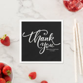 ブラック&ホワイトハンドレタ結婚ーズサンキュー スタンダードカクテルナプキン (インサイチュ)