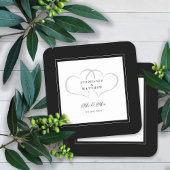 ブラック&ホワイトハートズエレガントシ結婚ック スクエアペーパーコースター