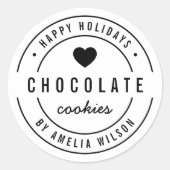 ブラック&ホワイトハート自家製グッズハッピーホリデイズ ラウンドシール (正面)