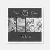 ブラック&ホワイトバイクもしくは自転車に乗る人結婚ズ紙カスタムナプキンス スタンダードカクテルナプキン (正面)