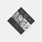 ブラック&ホワイトバイクもしくは自転車に乗る人結婚ズ紙カスタムナプキンス スタンダードカクテルナプキン (角)