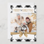 ブラック&ホワイトバッファローチェックのメリークリスマス シーズンカード (正面)