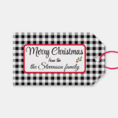 ブラック&ホワイトバッファローチェック10の名前 ギフトタグ (正面(横))