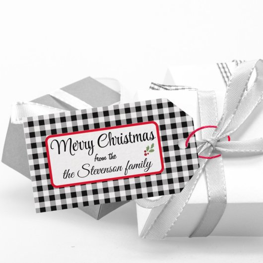 ブラック&ホワイトバッファローチェック10の名前 ギフトタグ