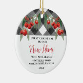 ブラック&ホワイトバッファロープレイドニューホーム引っ越し祝いパーティー セラミックオーナメント (右)