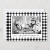 ブラック&ホワイトバッファロープレイド写真クリスマス シーズンカード (正面)