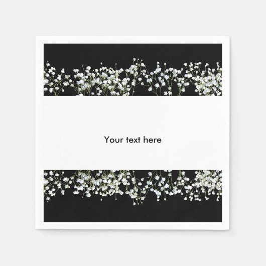ブラック&ホワイトバビーズブレス結婚フローラのナプキン スタンダードカクテルナプキン (正面)