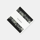 ブラック&ホワイトバビーズブレス結婚フローラのナプキン スタンダードカクテルナプキン (角)