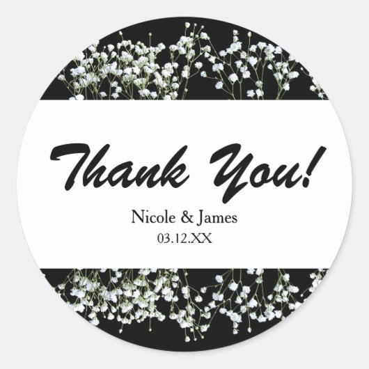 ブラック&ホワイトバビーズブレス結婚式用シール ラウンドシール (正面)