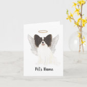 ブラック&ホワイトパピロン悔やみや弔慰メモリアル カード (黄色い花)