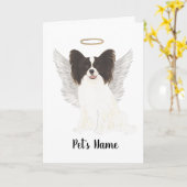 ブラック&ホワイトパピロン悔やみや弔慰メモリアル カード (黄色い花)