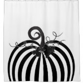 ブラック&ホワイトパンプキストライプのンシック秋秋 シャワーカーテン (正面)