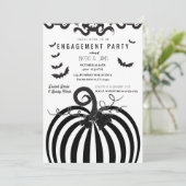 ブラック&ホワイトパンプキンハロウィーン婚約パーティ 招待状 (スタンド正面)