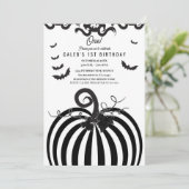 ブラック&ホワイトパンプキンハロウィーン1st誕生日 招待状 (スタンド正面)