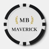 ブラック&ホワイトパーソナライズされたネームラスベガスカジノ ポーカーチップ (正面)