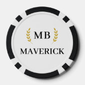 ブラック&ホワイトパーソナライズされたネームラスベガスカジノ ポーカーチップ (裏面)