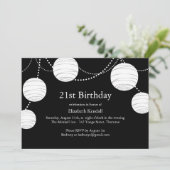 ブラック＆ホワイトパーティーランタン 21歳の誕生日招待状 招待状 (スタンド正面)