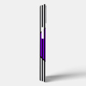 ブラック&ホワイトパープルストリップ&モノグラムの電話ケース Case-Mate iPhoneケース (裏面 / 右)