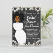 ブラック&ホワイトパールアフリカンアメリカンブライダルシャワー 招待状 (スタンド正面)