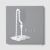 ブラック&ホワイトパールシャンパンガラス結婚ズ ゲストブック (裏面)