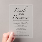 ブラック&ホワイトパール&プロセッコブライダルシャワー アクリル招待状 (インサイチュ (ポータブル))