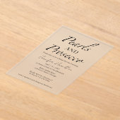 ブラック&ホワイトパール&プロセッコブライダルシャワー アクリル招待状 (レイダウン)