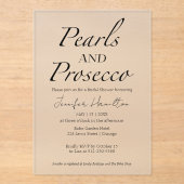 ブラック&ホワイトパール&プロセッコブライダルシャワー アクリル招待状 (正面)