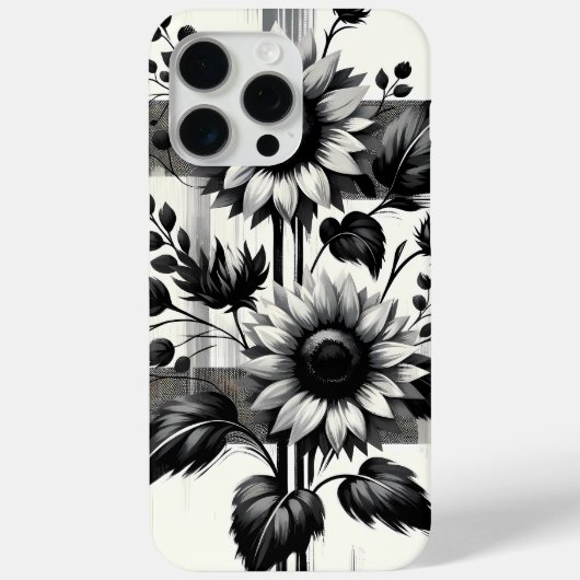 ブラック&ホワイトヒマワリiPhone & iPadケース Case-Mate iPhoneケース (裏面)