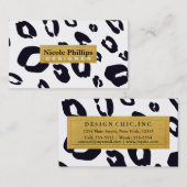 ブラック&ホワイトヒョウ印刷チーター名刺 名刺 (正面/裏面)